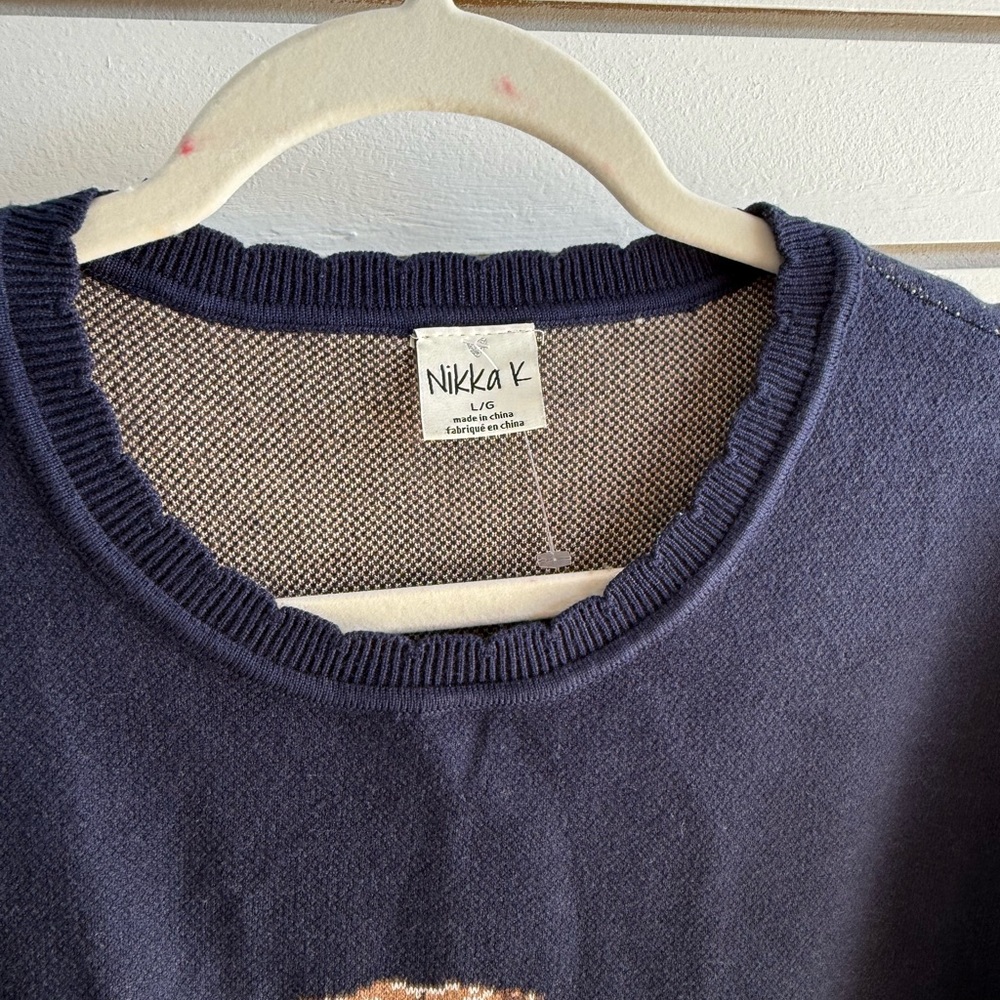 NEW Navy Blue DACHSHUND DOG with gold collar with charm Sweater (MEDIUM) - Picture 2 of 10